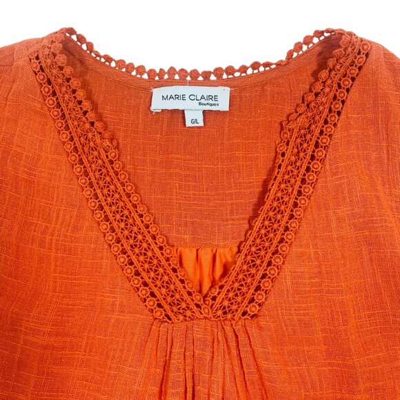 Sleeveless Cotton dress Layered Tunic Top orange size large Marie Claire - Picture 3 of 16